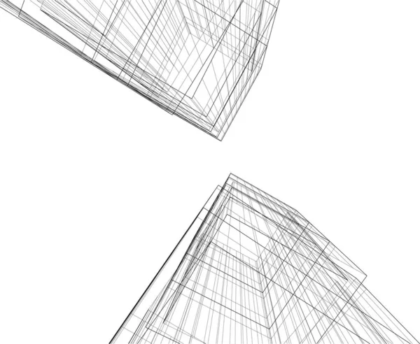 Abstracte Tekenlijnen Architectonisch Kunstconcept Minimale Geometrische Vormen — Stockvector