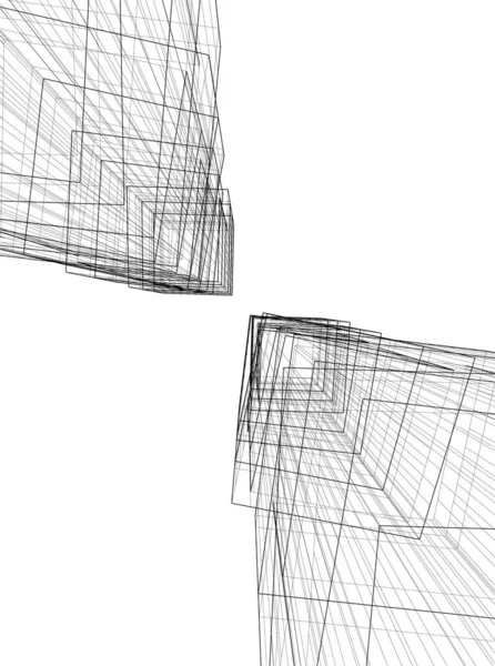 Lignes Dessin Abstraites Dans Concept Art Architectural Formes Géométriques Minimales — Image vectorielle