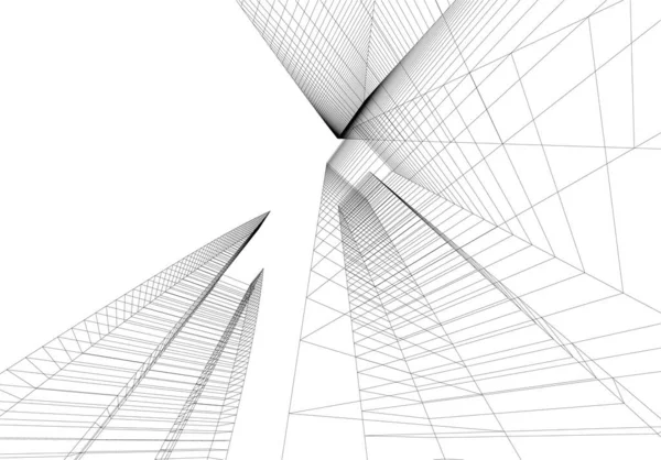 Abstrakta Teckningslinjer Arkitektonisk Konst Koncept Minimala Geometriska Former — Stock vektor