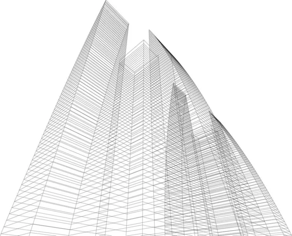 Abstrakte Zeichnungslinien Architektonischen Kunstkonzept Minimale Geometrische Formen — Stockvektor