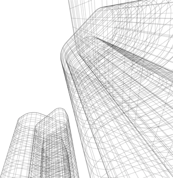 Linee Disegno Astratte Nel Concetto Arte Architettonica Forme Geometriche Minime — Vettoriale Stock