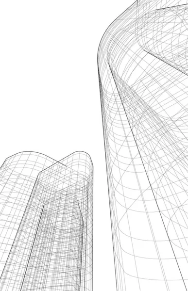 Abstrakta Teckningslinjer Arkitektonisk Konst Koncept Minimala Geometriska Former — Stock vektor