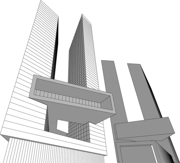 Abstrakta Teckningslinjer Arkitektonisk Konst Koncept Minimala Geometriska Former — Stock vektor