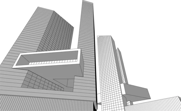 Abstrakta Teckningslinjer Arkitektonisk Konst Koncept Minimala Geometriska Former — Stock vektor