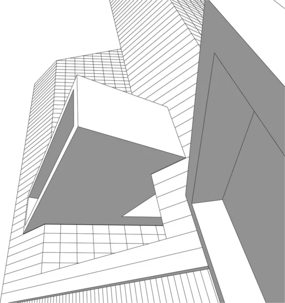 Abstracte Tekenlijnen Architectonisch Kunstconcept Minimale Geometrische Vormen — Stockvector