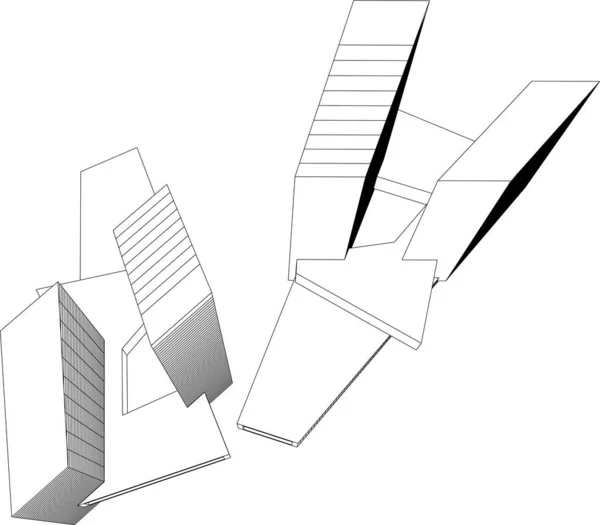 Líneas Abstractas Dibujo Concepto Arte Arquitectónico Formas Geométricas Mínimas — Vector de stock