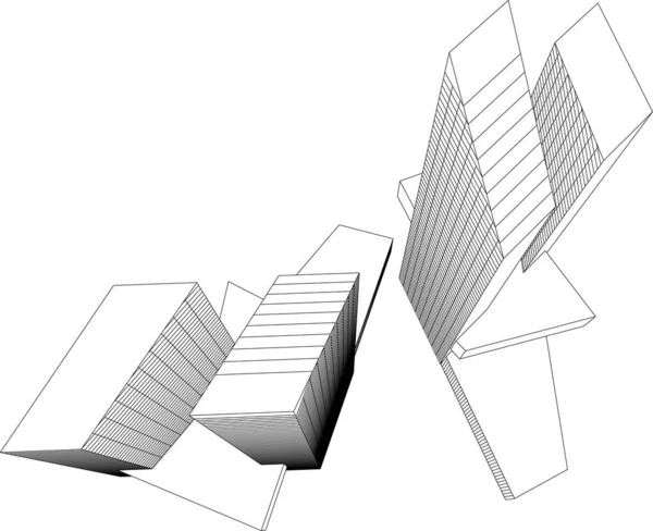 Líneas Abstractas Dibujo Concepto Arte Arquitectónico Formas Geométricas Mínimas — Vector de stock