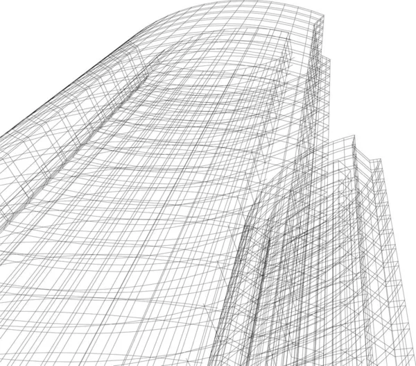 Abstrakcyjne Linie Rysunku Koncepcji Sztuki Architektonicznej Minimalne Kształty Geometryczne — Wektor stockowy