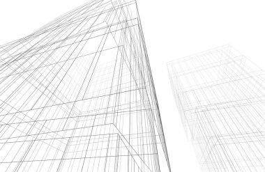 Mimari sanat konseptinde soyut çizgiler, minimum geometrik şekiller. 