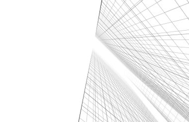 Mimari sanat konseptinde soyut çizgiler, minimum geometrik şekiller. 