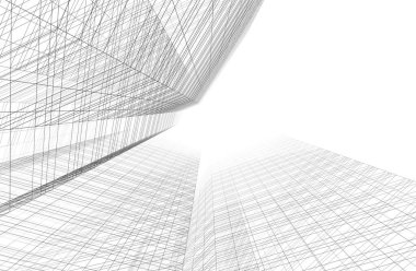 Mimari sanat konseptinde soyut çizgiler, minimum geometrik şekiller. 