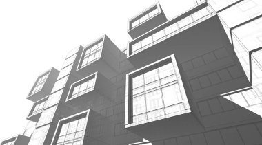 Mimari sanat konseptinde soyut çizgiler, minimum geometrik şekiller. 