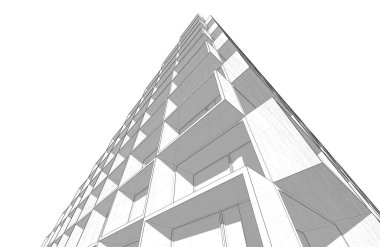 Mimari sanat konseptinde soyut çizgiler, minimum geometrik şekiller. 