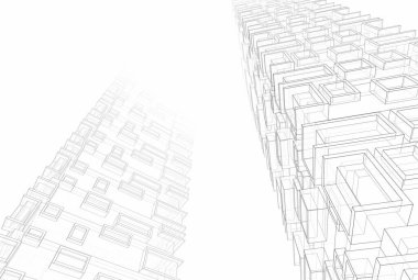 Mimari sanat konseptinde soyut çizgiler, minimum geometrik şekiller. 