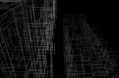 Mimari sanat konseptinde soyut çizgiler, minimum geometrik şekiller. 