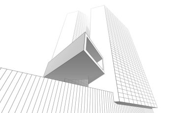 Mimari sanat konseptinde soyut çizgiler, minimum geometrik şekiller. 