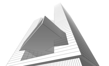 Mimari sanat konseptinde soyut çizgiler, minimum geometrik şekiller. 