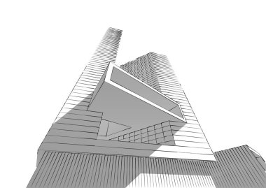 Mimari sanat konseptinde soyut çizgiler, minimum geometrik şekiller. 