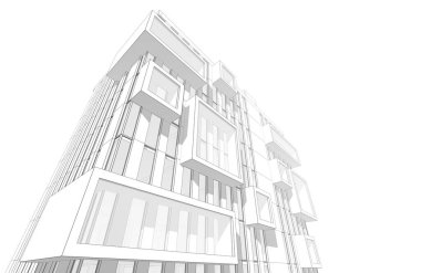 Mimari sanat konseptinde soyut çizgiler, minimum geometrik şekiller. 