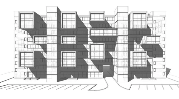 Abstrakcyjne Linie Rysunku Koncepcji Sztuki Architektonicznej Minimalne Kształty Geometryczne — Zdjęcie stockowe