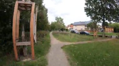 moving on pathways at park and street, time lapse