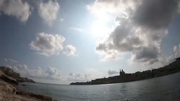 Navi Nuvole Movimento Porto Time Lapse — Video Stock