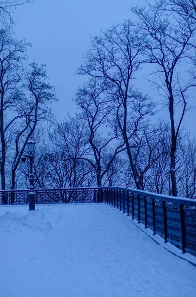 Beautiful View Snowy Kyiv City Scene — Foto Stock