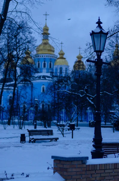 Beautiful View Snowy Kyiv City Scene — Fotografia de Stock