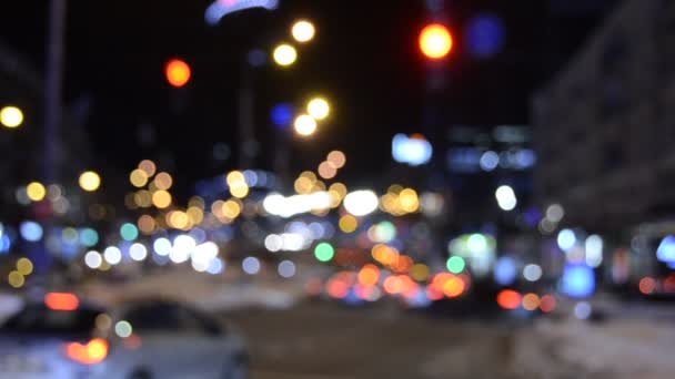 Defocused Footage Moving Traffic Lights — Stock Video