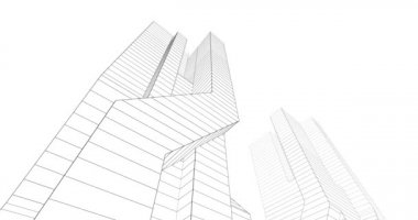 minimal 3d mimari şekillerde hareket etmek