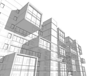 3d mimari çizim, modern arkaplan