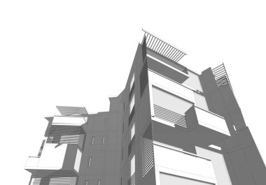 3d mimari çizim, modern arkaplan