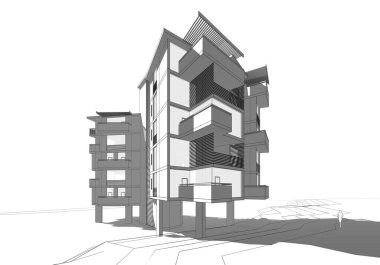 3d mimari çizim, modern arkaplan