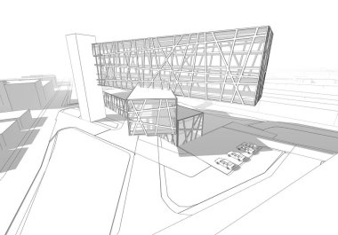 3d mimari çizim, modern arkaplan