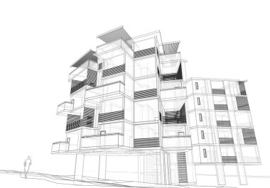 3d mimari çizim, modern arkaplan