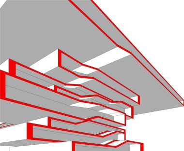 mimari proje, renkli 3d illüstrasyon