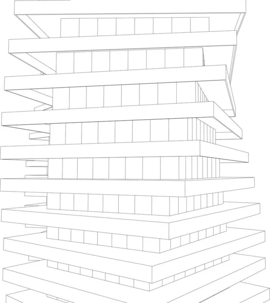Ilustración Arquitectónica Alineada Fondo Moderno — Archivo Imágenes Vectoriales