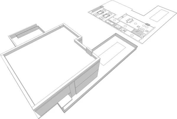 3D建築図 現代的な背景 — ストックベクタ