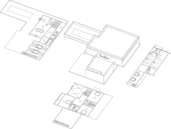 内衬建筑插图 现代背景 — 图库矢量图片