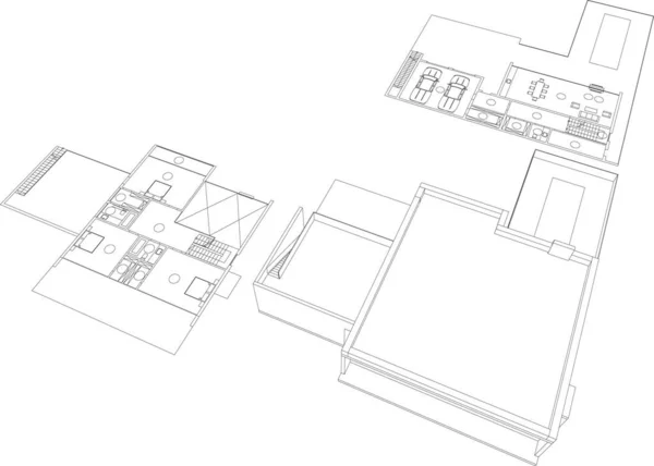 Gezeichnete Architektonische Illustration Moderner Hintergrund — Stockvektor