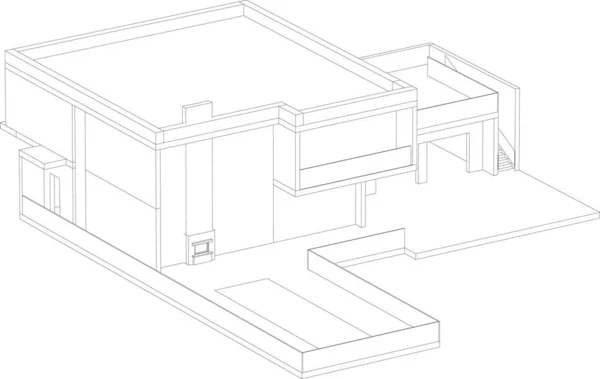 Gevoerde Architectonische Illustratie Moderne Achtergrond — Stockvector