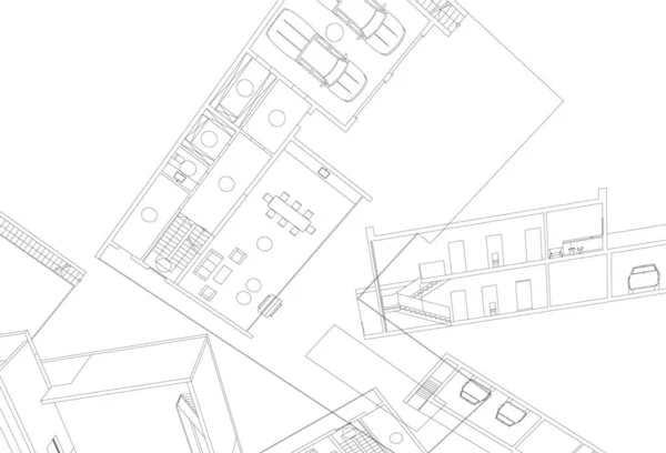 Illustrazione Architettonica Foderata Sfondo Moderno — Vettoriale Stock