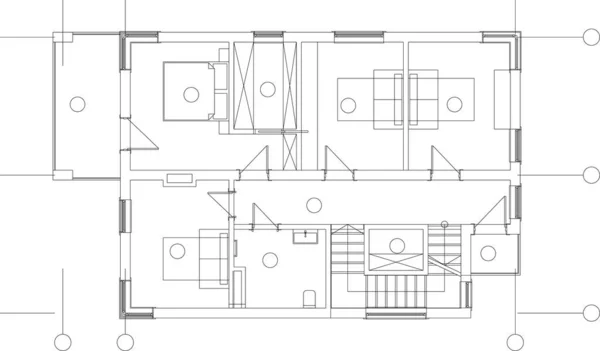 Fodrad Arkitektonisk Illustration Modern Bakgrund — Stock vektor