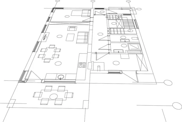 Ilustração Arquitetônica Forrada Fundo Moderno — Vetor de Stock