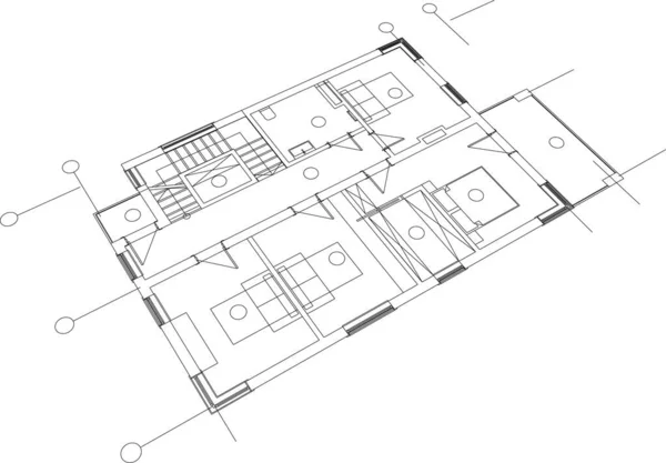 Illustrazione Architettonica Foderata Sfondo Moderno — Vettoriale Stock