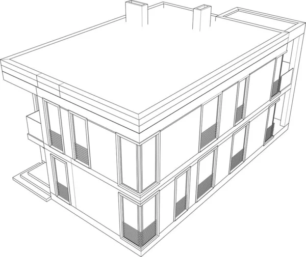 Fodrad Arkitektonisk Illustration Modern Bakgrund — Stock vektor