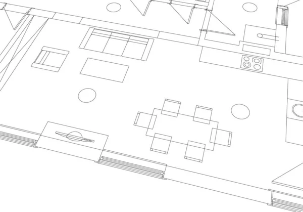 Gevoerde Architectonische Illustratie Moderne Achtergrond — Stockvector