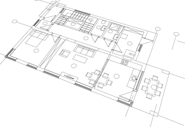 Ilustración Arquitectónica Alineada Fondo Moderno — Archivo Imágenes Vectoriales