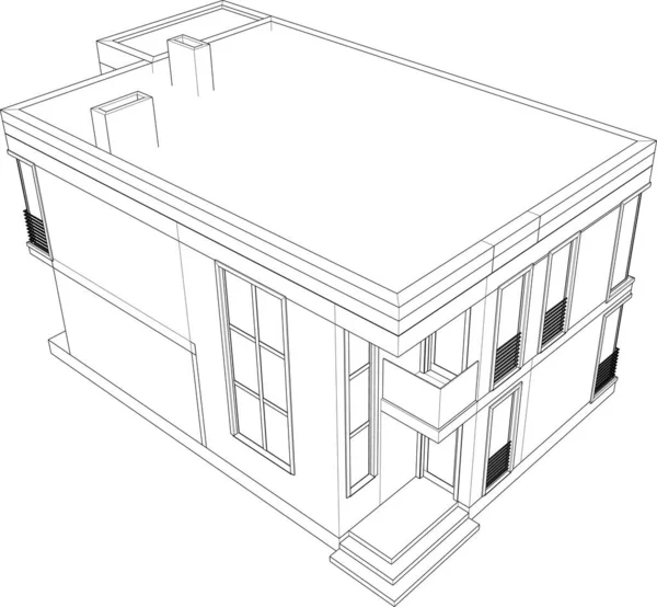 Gevoerde Architectonische Illustratie Moderne Achtergrond — Stockvector