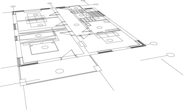 Ilustración Arquitectónica Alineada Fondo Moderno — Archivo Imágenes Vectoriales